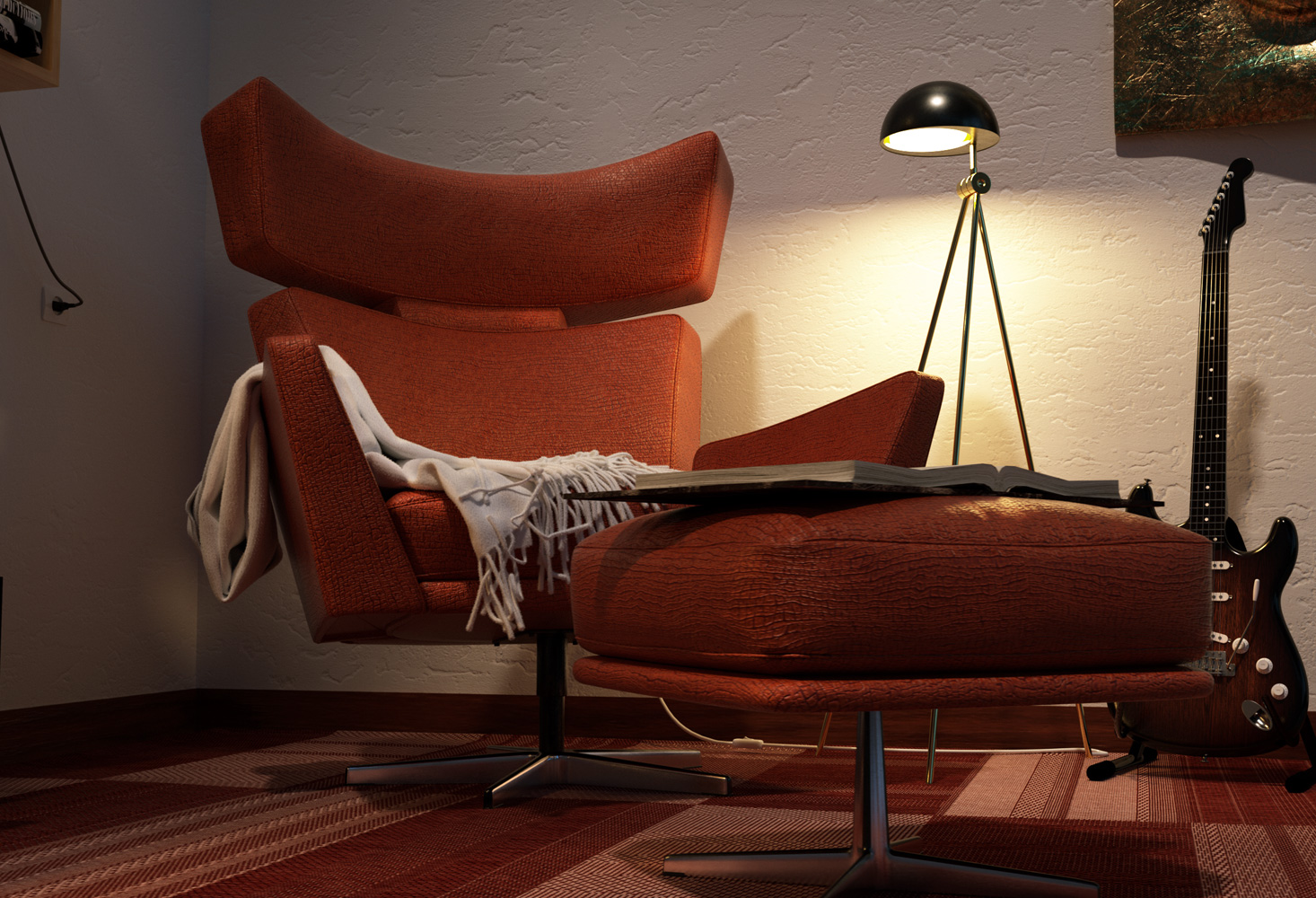CGI Architecture living room thinking corner
