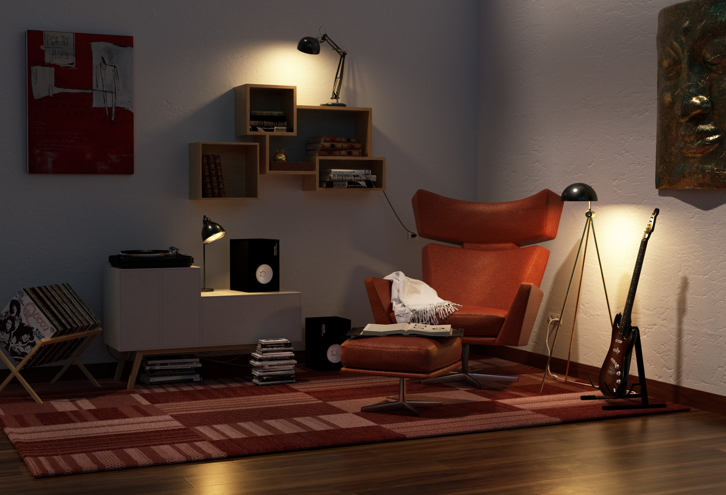 CGI Architecture living room thinking corner